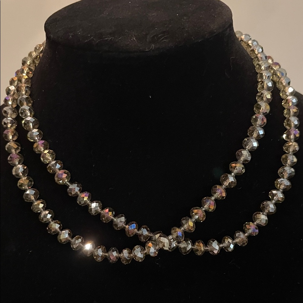 Vintage Aurora Borealis Crystal Necklace – 36” Opera Length